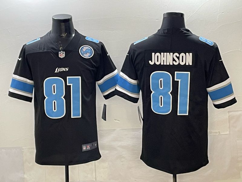 Men 2025 Nike Detroit Lions #81 Johnson black Limited NFL Jersey  03